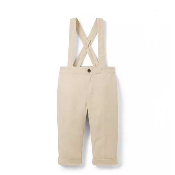 Janie and Jack Other - Janie and Jack Baby Linen-Cotton Suspender Pant in Classic Khaki Size 3/6 Months